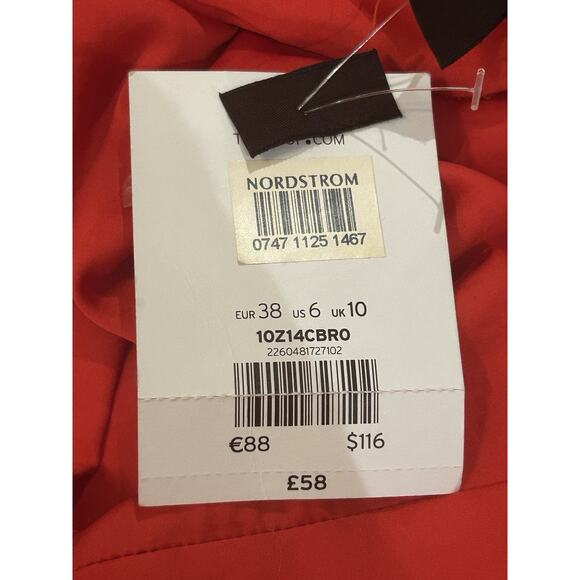 NWT Top Shop Long Red Satin Dress size 6 - Picture 4 of 5